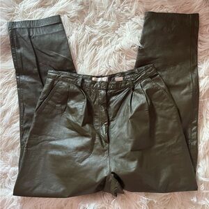 Lord & Taylor Vintage Olive Green 100% Leather Pants